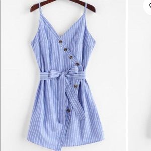 Blue & white striped casual dress - size M